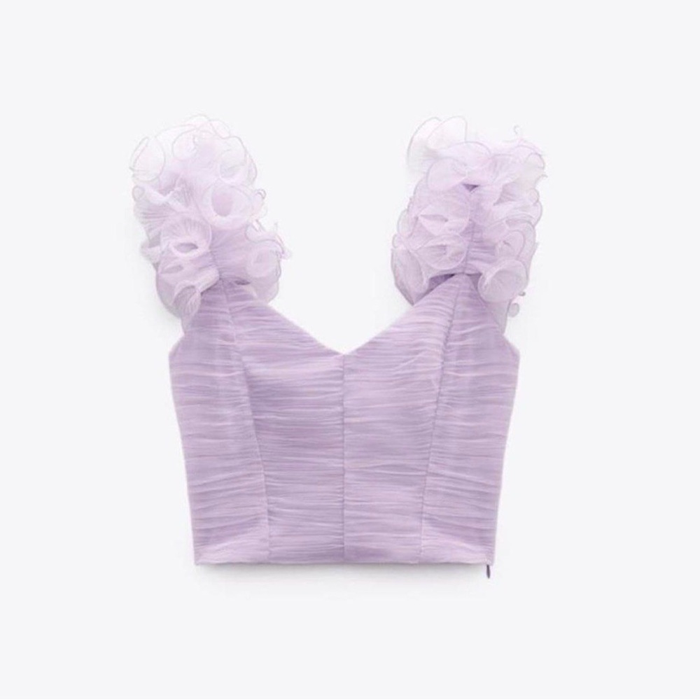 Zara Purple Ruffle Sleeve Top